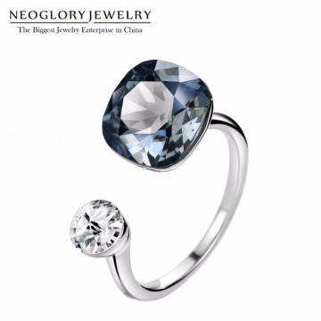 Neoglory MADE WITH SWAROVSKI ELEMENTS Crystals Rings Silver Color Wedding Rings Gifts For Women Fashion Jewelry 2018 New32863118291
