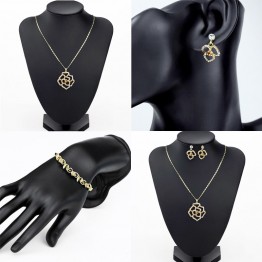 Neoglory MADE WITH SWAROVSKI ELEMENTS Rhinestone Jewelry Set Flower Style Necklace & Earring & Bracelet For Summer Lady Classic