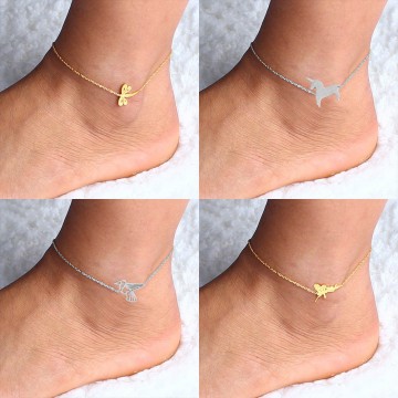 PUN ankle tankle bracelet on the leg foot barefoot sandals chain stainless steel jewelry accessories silver gold for women32956371952