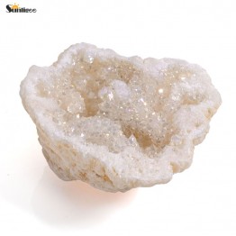 Sunligoo Irregular Natural Titanium Raw Coated Crystal Quartz Cluster Druzy Geode Gemstone Specimen Decor, Size 1.37"-2" 