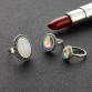 Tocona 3pcs/Set Bohemia Oval Colorful Opal Stone Knuckle Midi Finger Rings Set for Women Silver Ring Jewelry Accessories 613332867965881