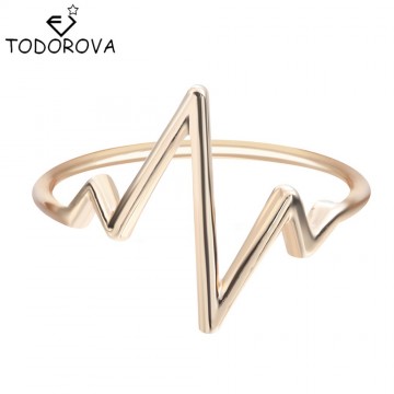 Todorova Fashion Jewelry Hot Selling Silver Lifeline Pulse Heartbeat Band Ring for Women Simple Vintage Accessories32802742355