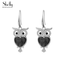 Vintage Rhinestone Owl Earrings For Women Gold Silver Color Earrings Famous Brand Jewelry Pendientes Mujer Brincos EH04744