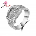  Sterling Silver Ring with AAA Cubic Zircon CZ Stone - Belt Buckle Design 