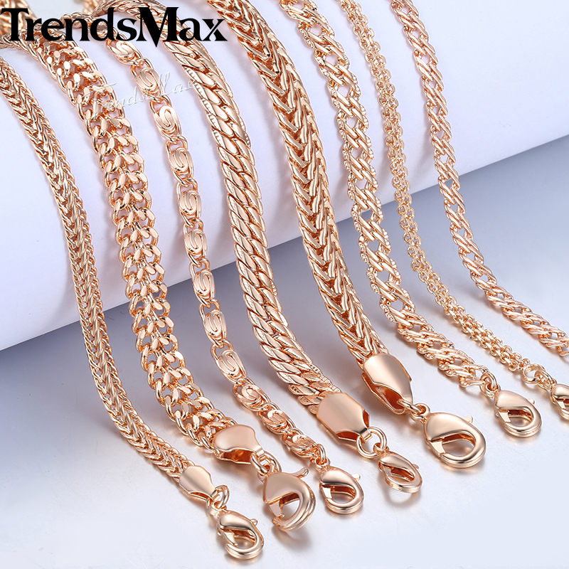20cm-Bracelets-For-Women-Men-585-Rose-Gold-Curb-Snail-Foxtail-Venitian-Link-Chains-Mens-Bracelets-Fa-32885413590