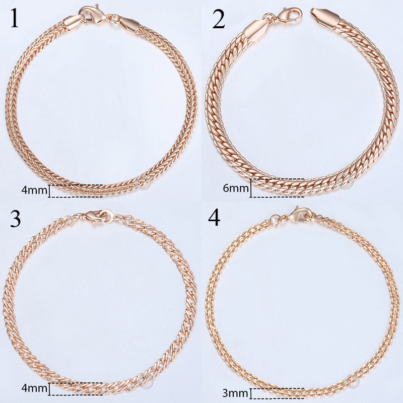20cm-Bracelets-For-Women-Men-585-Rose-Gold-Curb-Snail-Foxtail-Venitian-Link-Chains-Mens-Bracelets-Fa-32885413590